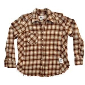BDG Urban Outfitters Flannel Button Down Shirt Women's Small Plaid Brown